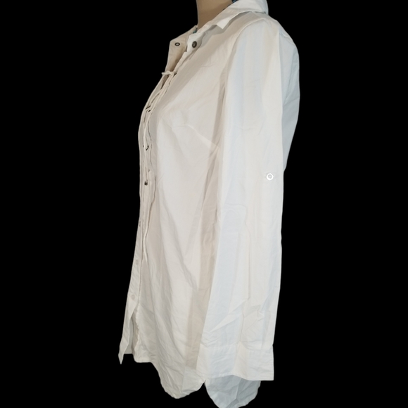Dreamers White Laced Up Collared Long Sleeves  Dress. S - Picture 4 of 16